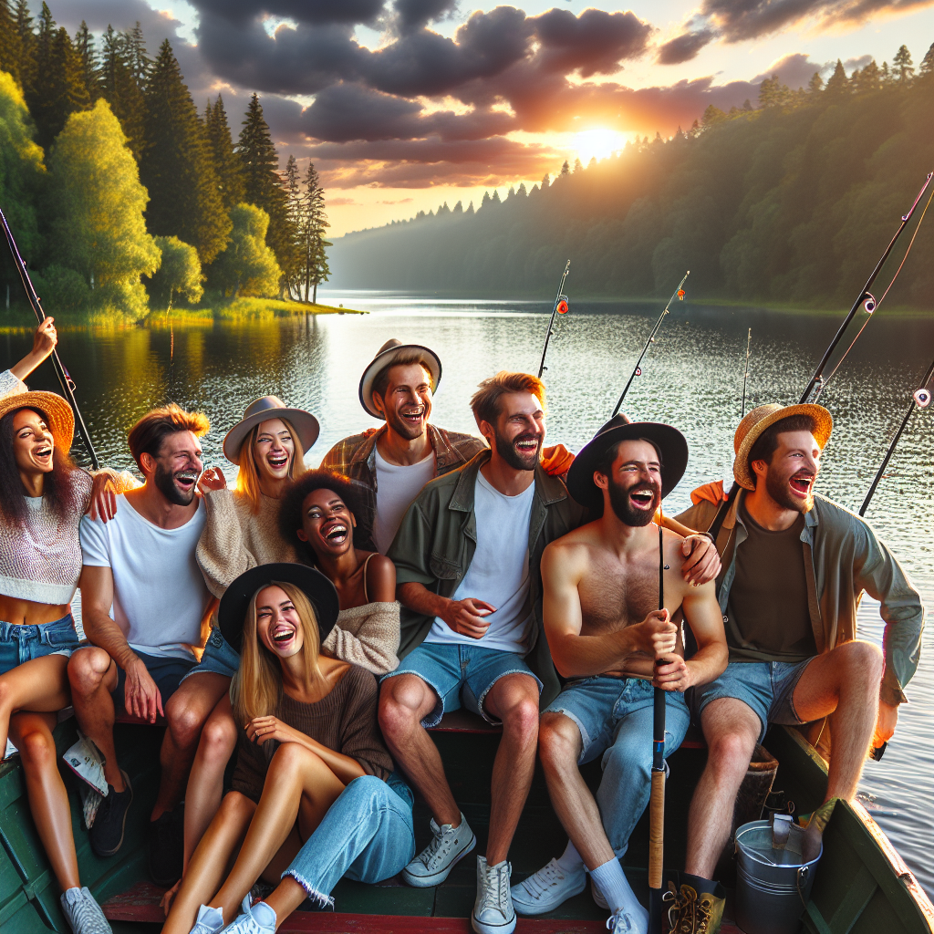 A group of friends fishing together